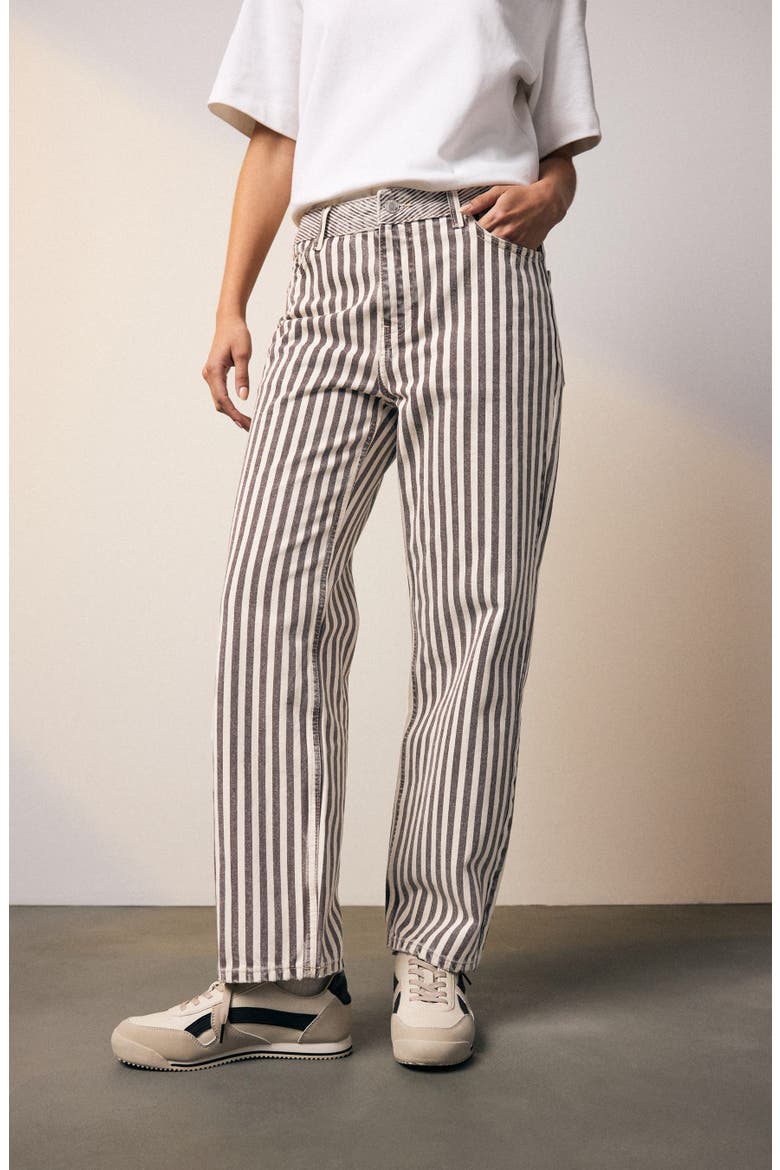 Stripe Straight Leg Jeans, Main, color, NEUTRAL
