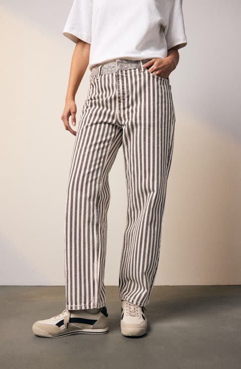 Stripe Straight Leg Jeans (Neutral)