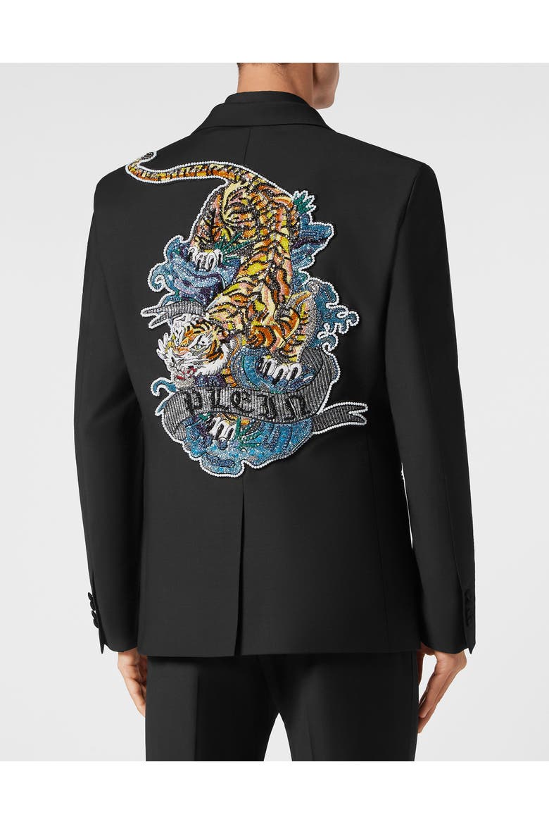 One-Button Blazer Slim Fit Tattoo Men, Alternate, color, black