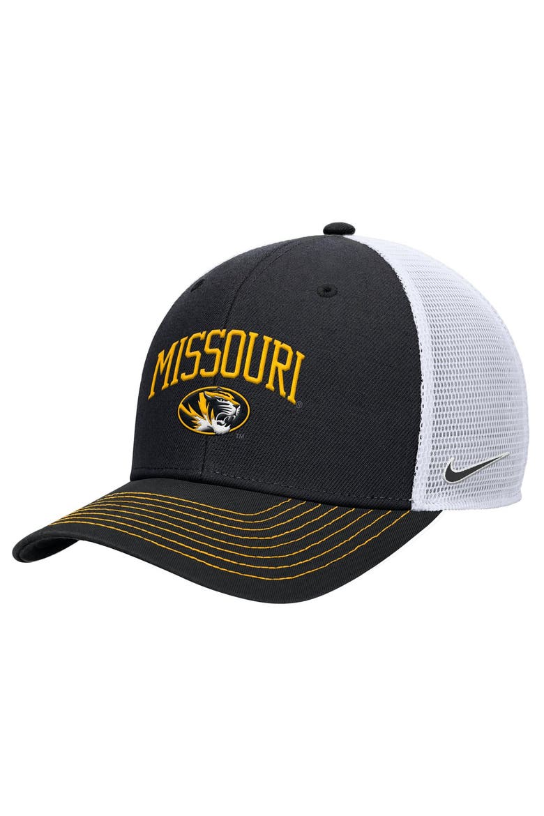 Men's Nike Black Missouri Tigers Rise Adjustable Trucker Hat, Main, color, Black