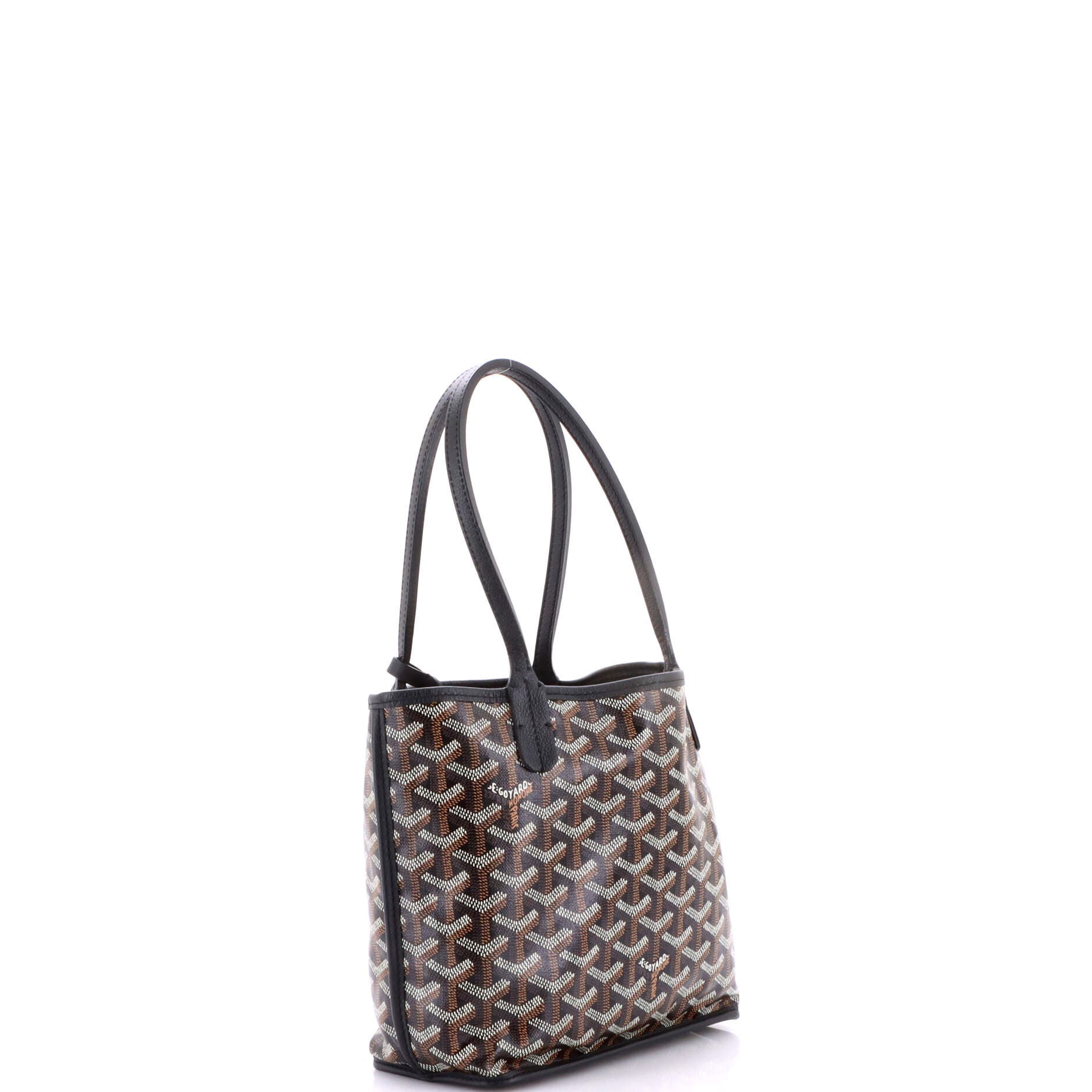 Pre-Owned Goyard Anjou Reversible Tote Coated Canvas Mini, Alternate, color, Black