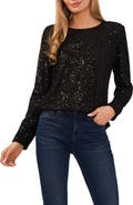 CeCe Sequin Long Sleeve Top