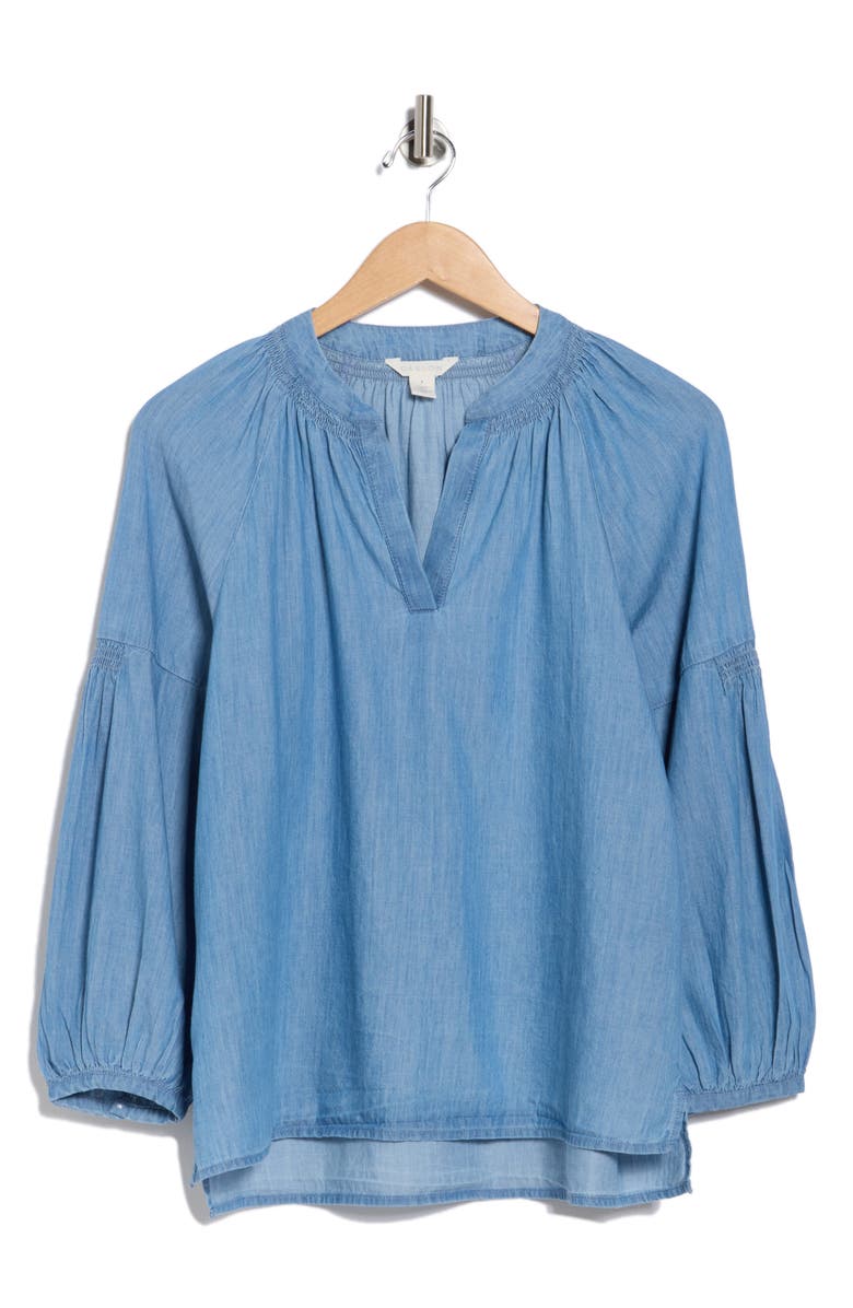 Caslon<sup>®</sup> Chambray Popover Top, Alternate, color, Medium Wash