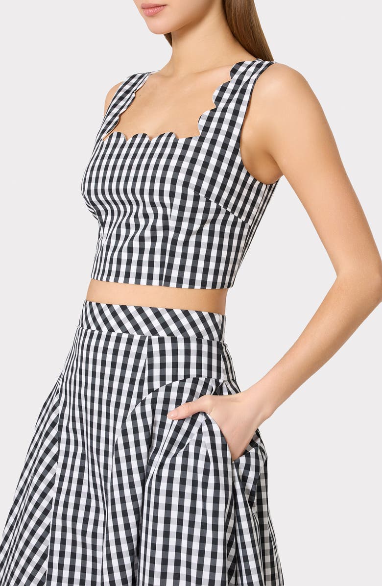 Milly Robin Gingham Midi Skirt, Alternate, color, Black/ White