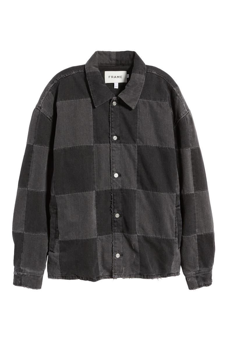 Checkerboard Denim Jacket, Alternate, color, MONOCHROME WASHED NOIR