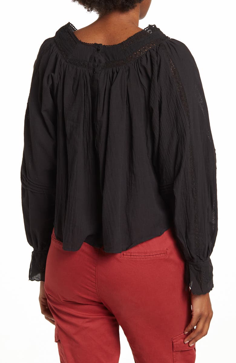 Forgotten Grace Embroidered Peasant Square Neck Top, Alternate, color, Black