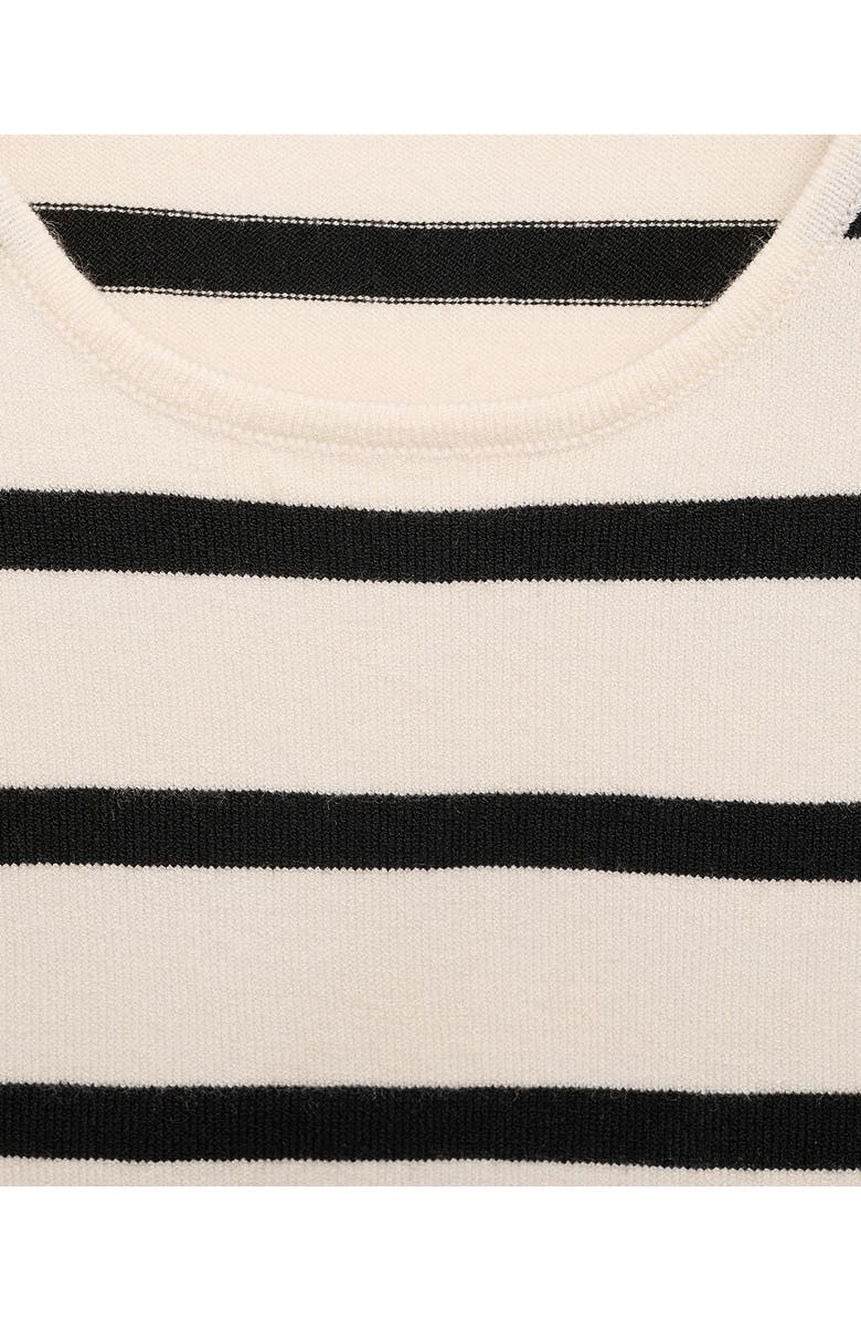 MANGO Stripe Knit Crop Tank, Alternate, color, Black