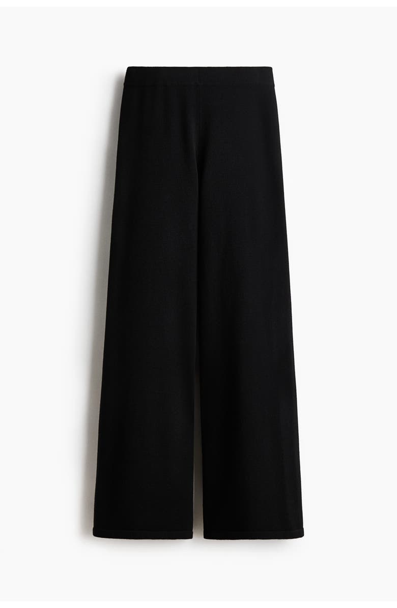 H&M Wide Knitted Trousers, Main, color, Black
