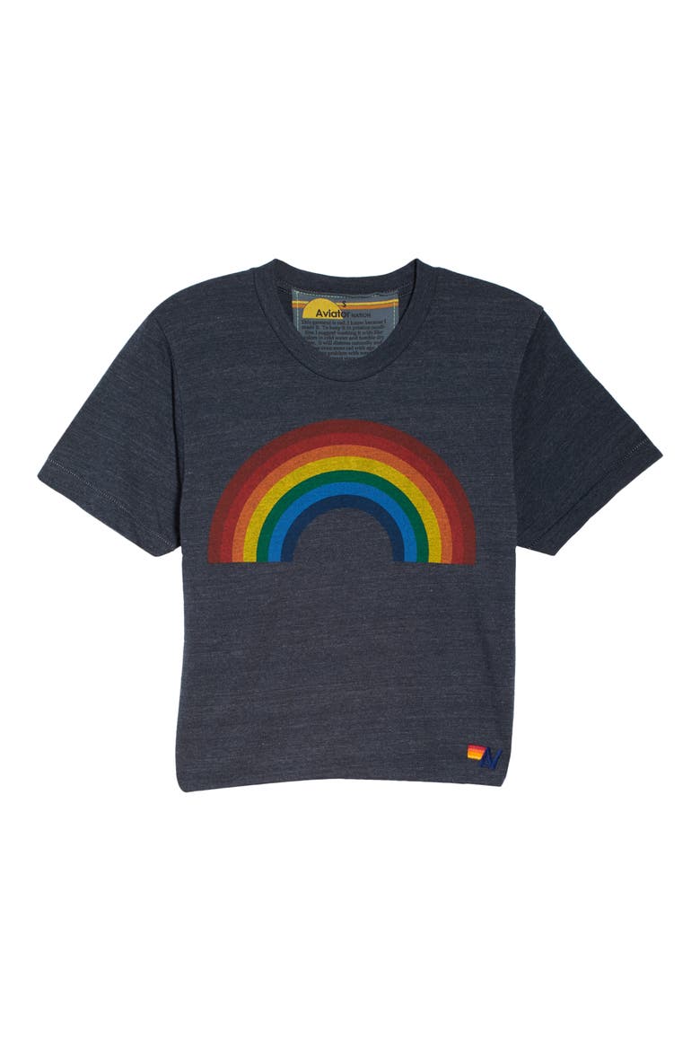 Big Rainbow Boyfriend Tee, Alternate, color, CHARCOAL