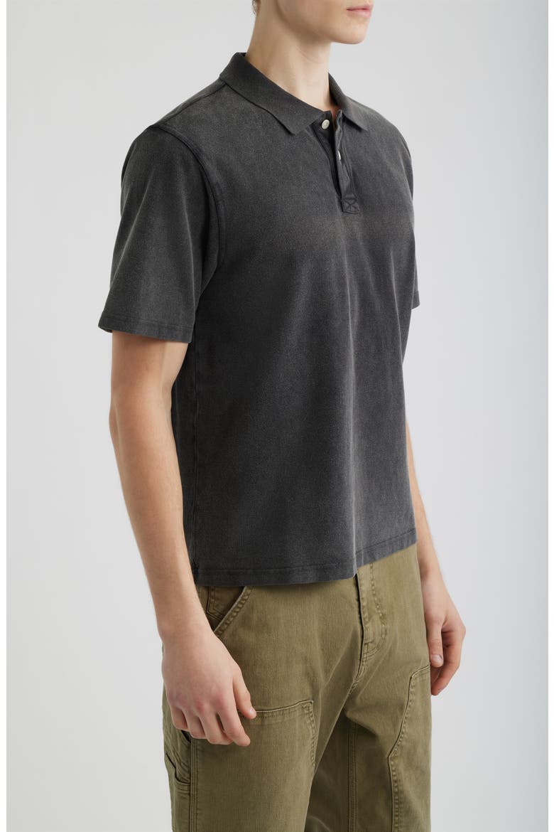 Brushed Cotton Piqué Polo, Alternate, color, WASHED BLACK