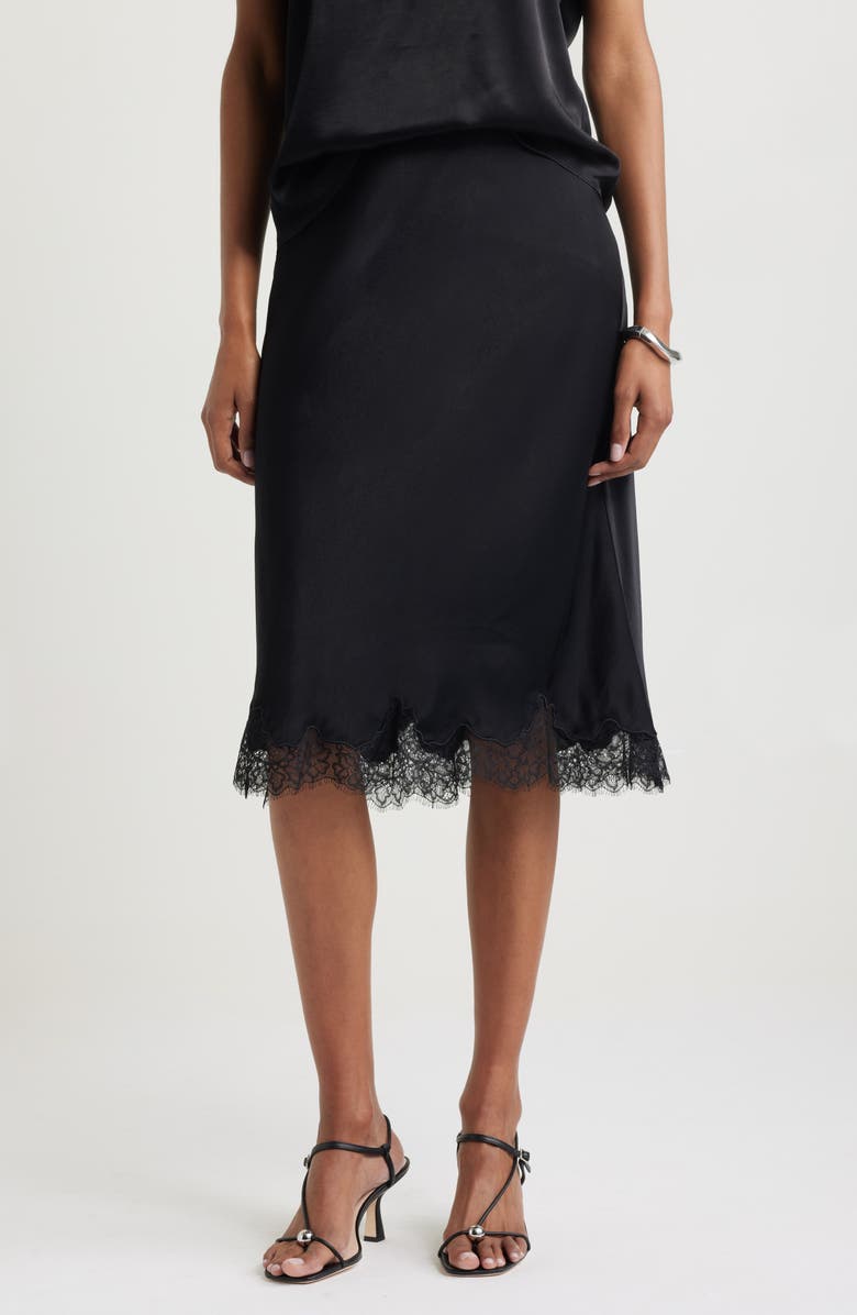 Nordstrom Lace Trim Bias Cut Midi Skirt, Main, color,
