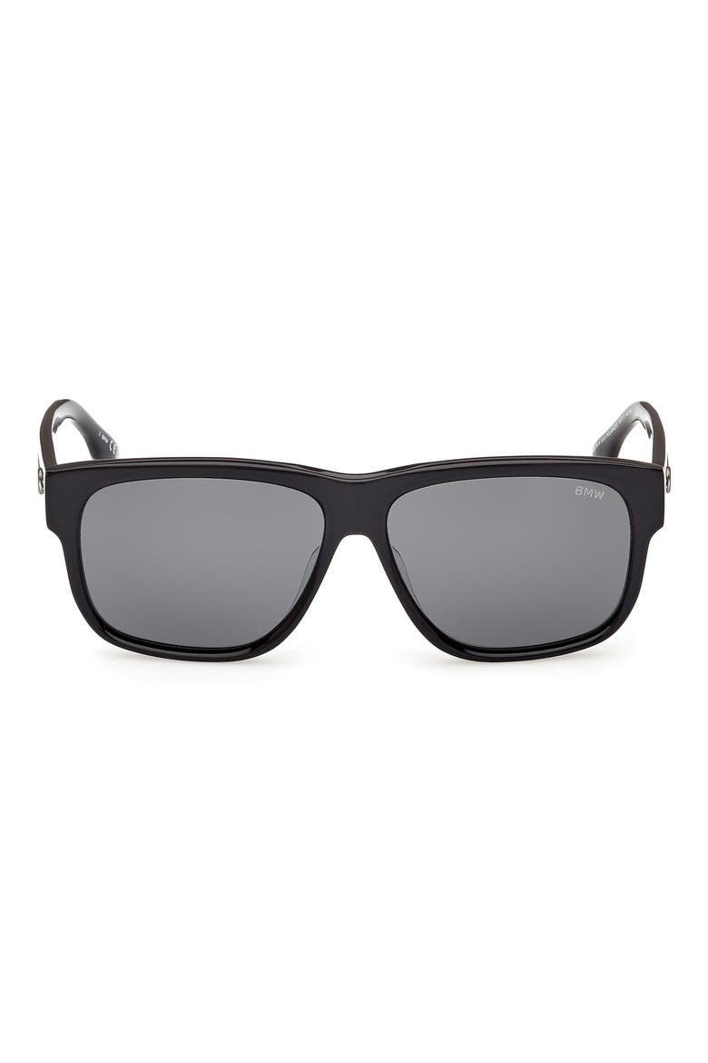 59mm Sunglasses, Main, color, SHINY BLACK / SMOKE POLARIZED