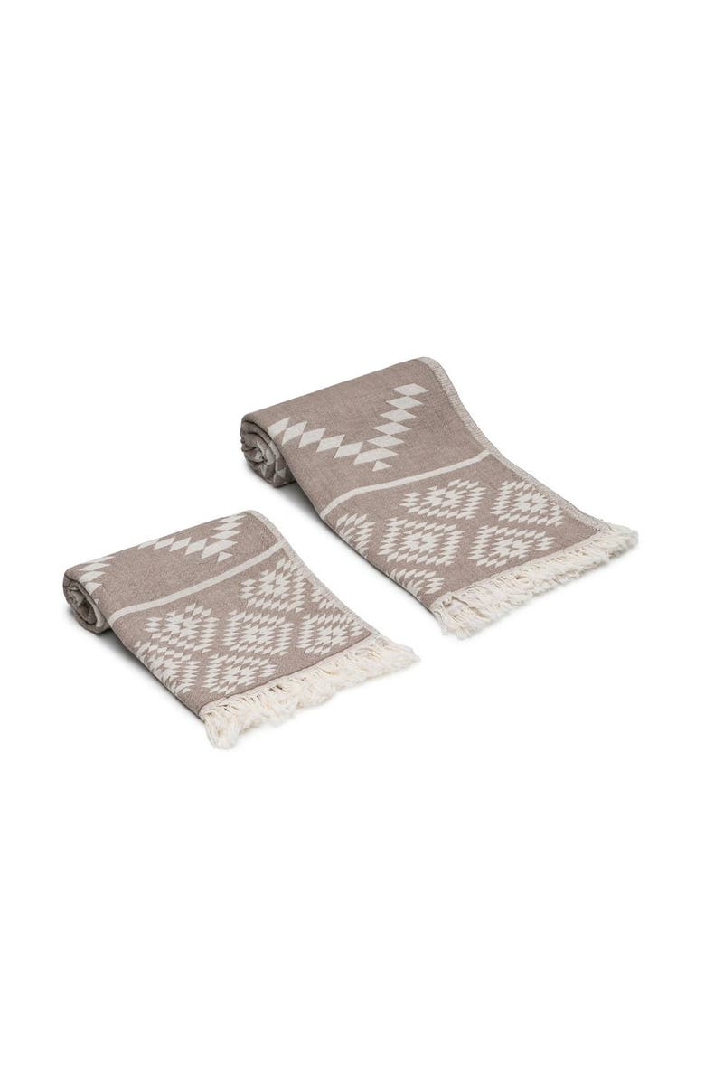 Olive & Linen Turkish Cotton Bath and Hand Towel - Set, Alternate, color, Taupe Brown
