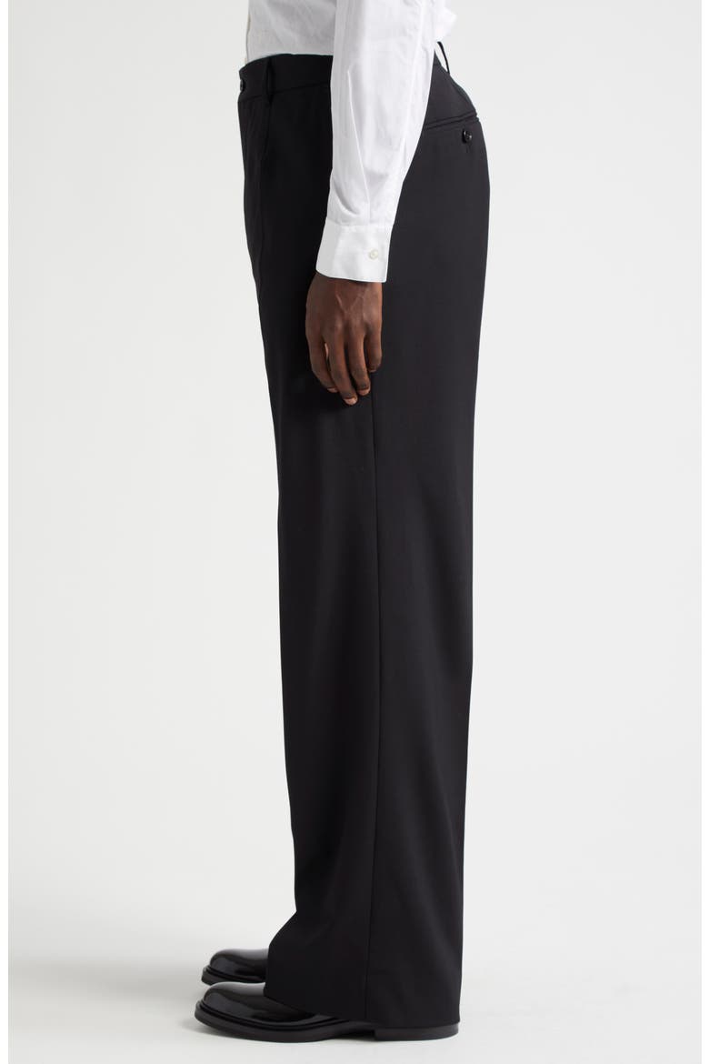 Pintuck Stretch Virgin Wool Straight Leg Pants, Alternate, color, N0000 NERO