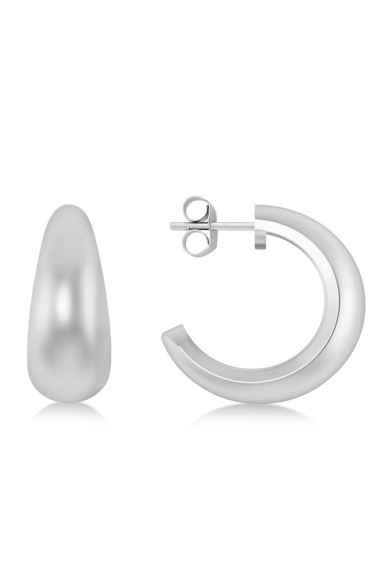 J Hoops Tusk Earrings 14K, Main, color, white gold