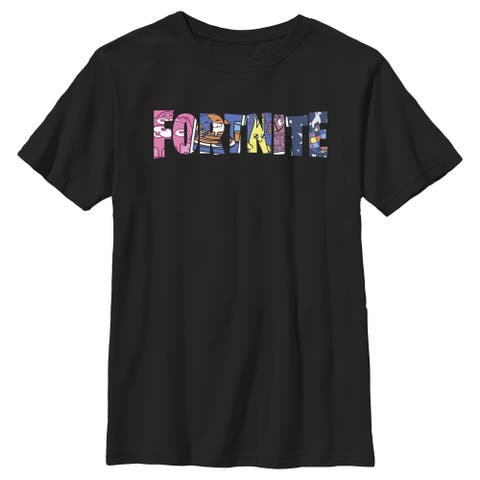 Boy's Fortnite Classic Logo Character Fill  Graphic T-Shirt