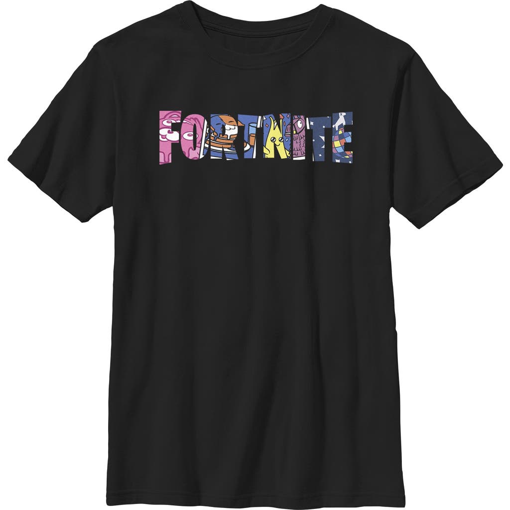Fortnite Boy's Classic Logo Character Fill Graphic T-shirt In Black