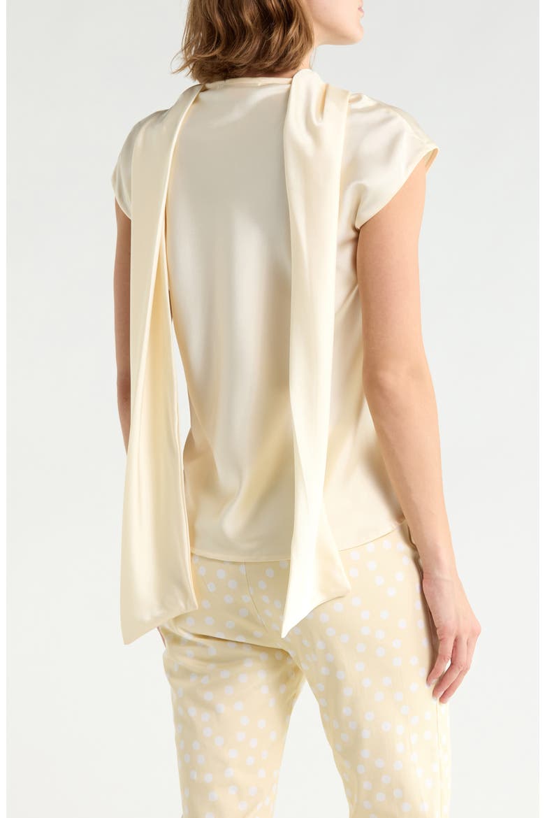 Scarf Detail Short Sleeve Top, Alternate, color, LIGHT BUTTER