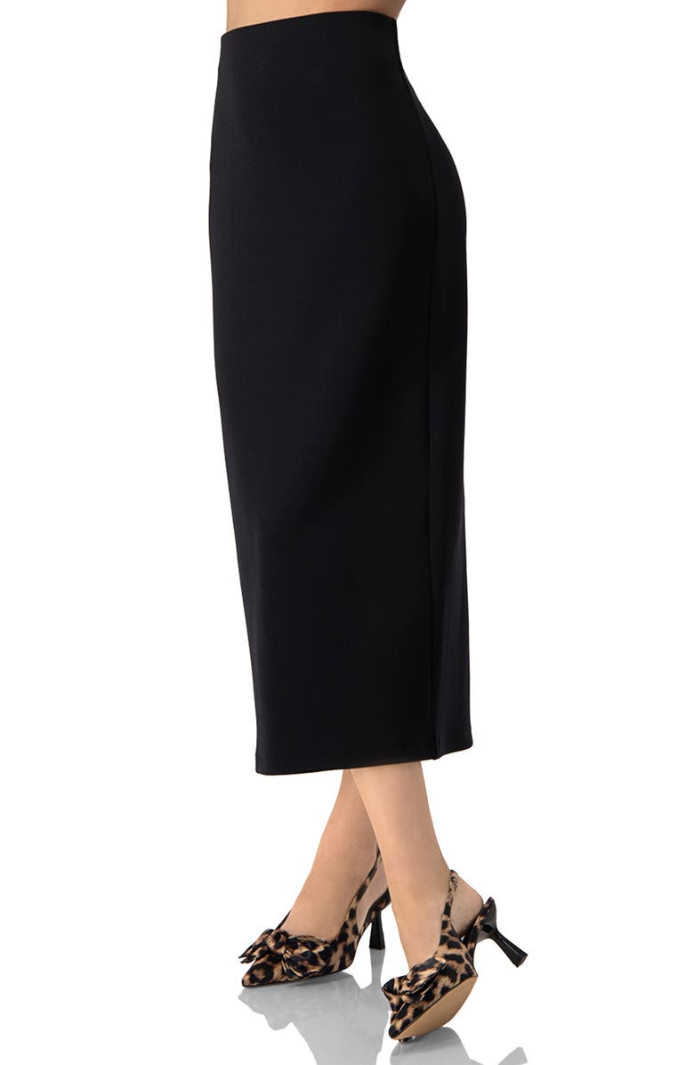 IVONNE Black Midi Skirt, Alternate, color, 