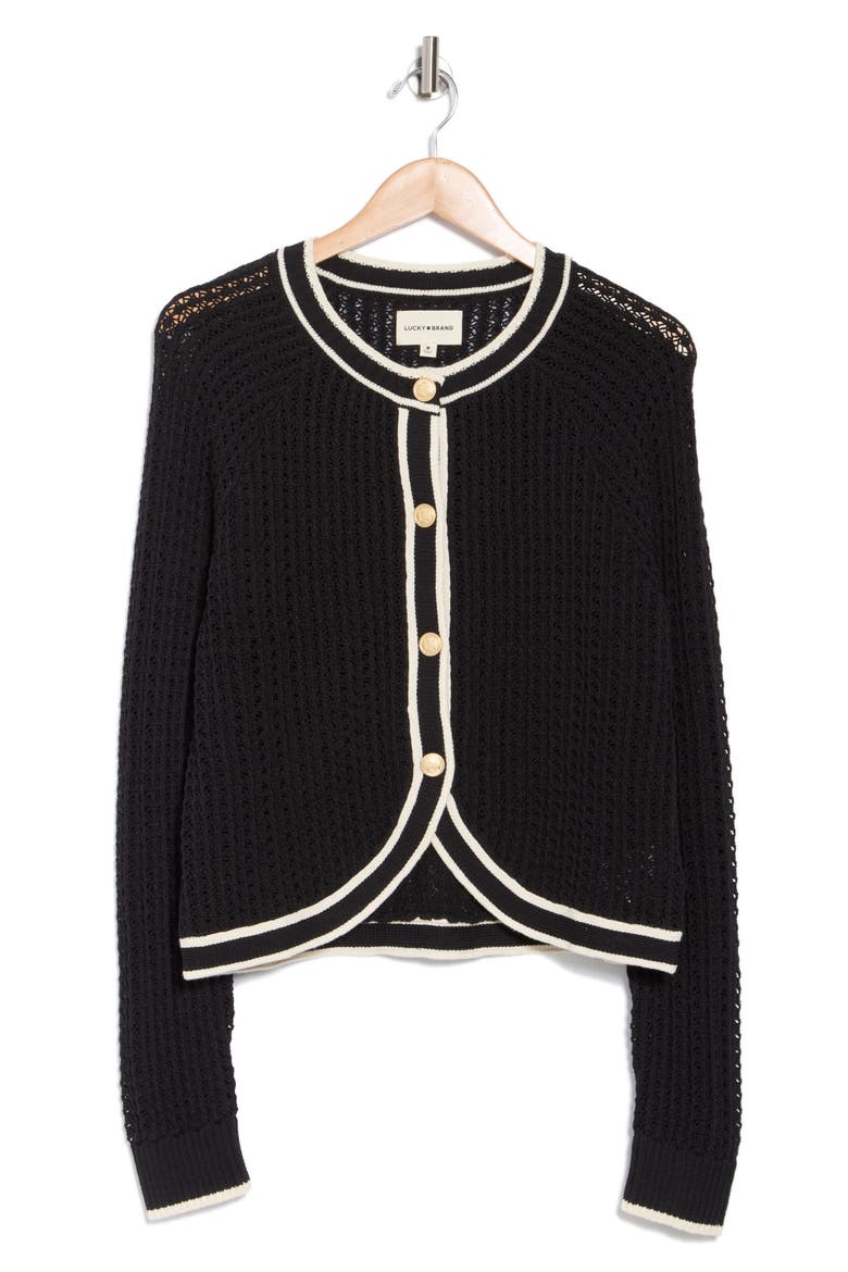 Cotton Blend Sweater Jacket, Alternate, color, DARK BLACK