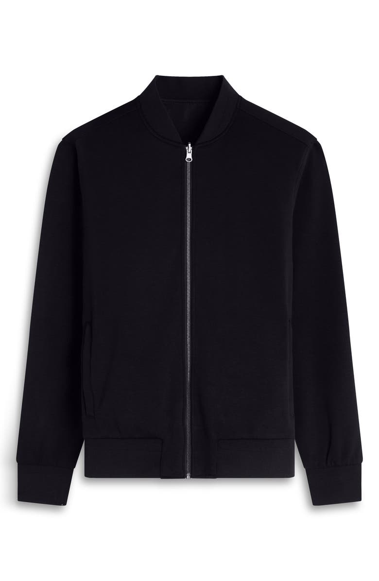 Bugatchi Soft Touch Knit Reversible Bomber Jacket, Alternate, color, Black
