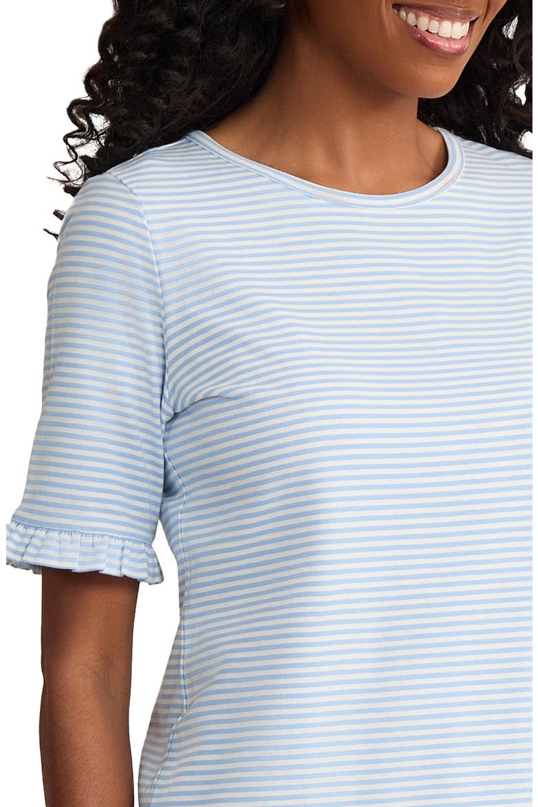 Ruffle Elbow Sleeve T-Shirt, Alternate, color, BREEZE BLUE/NATURAL WHITE