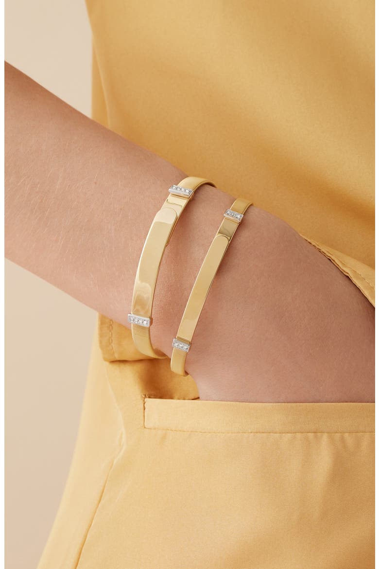 Masai Pavé Diamond Thin Bangle, Alternate, color, YELLOW GOLD