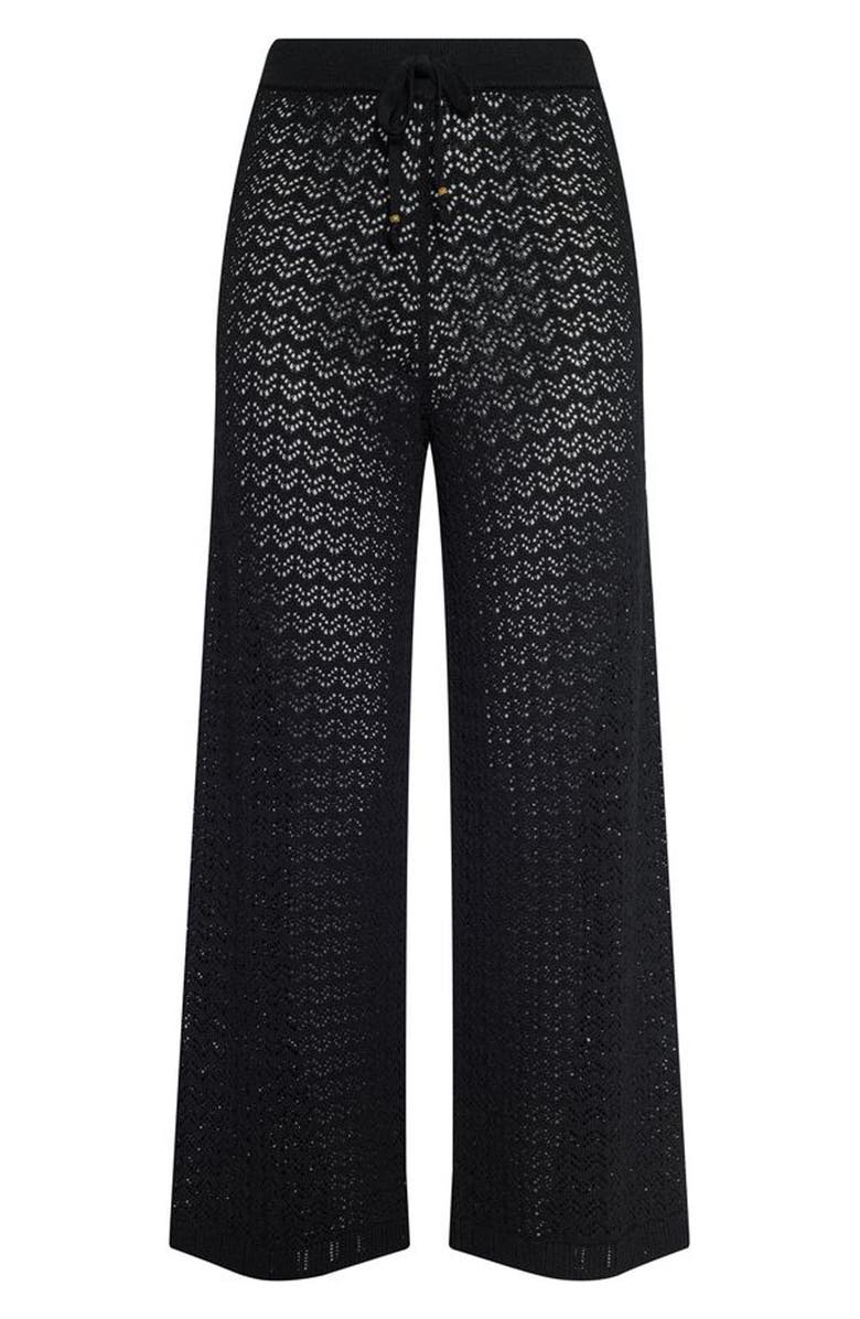 L'AGENCE Gaelle Pointelle Knit Wide Leg Ankle Pants, Alternate, color, Black