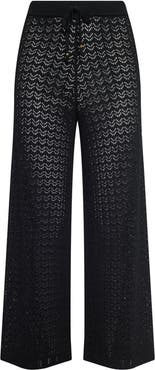 L'AGENCE Gaelle Pointelle Knit Wide Leg Ankle Pants