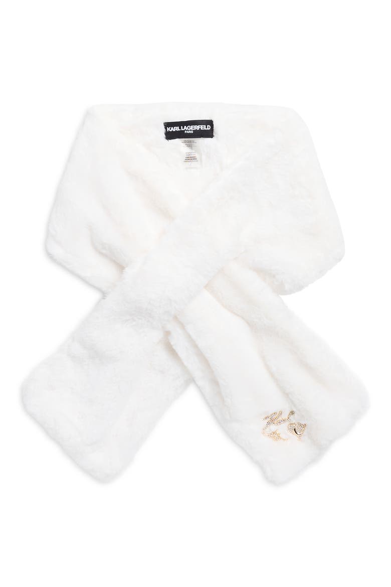 Faux Fur Pull Thru Scarf, Main, color, IVORY