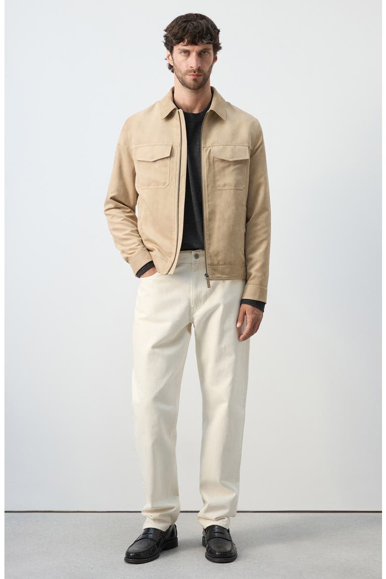 Faux Suede Jacket, Alternate, color, BEIGE