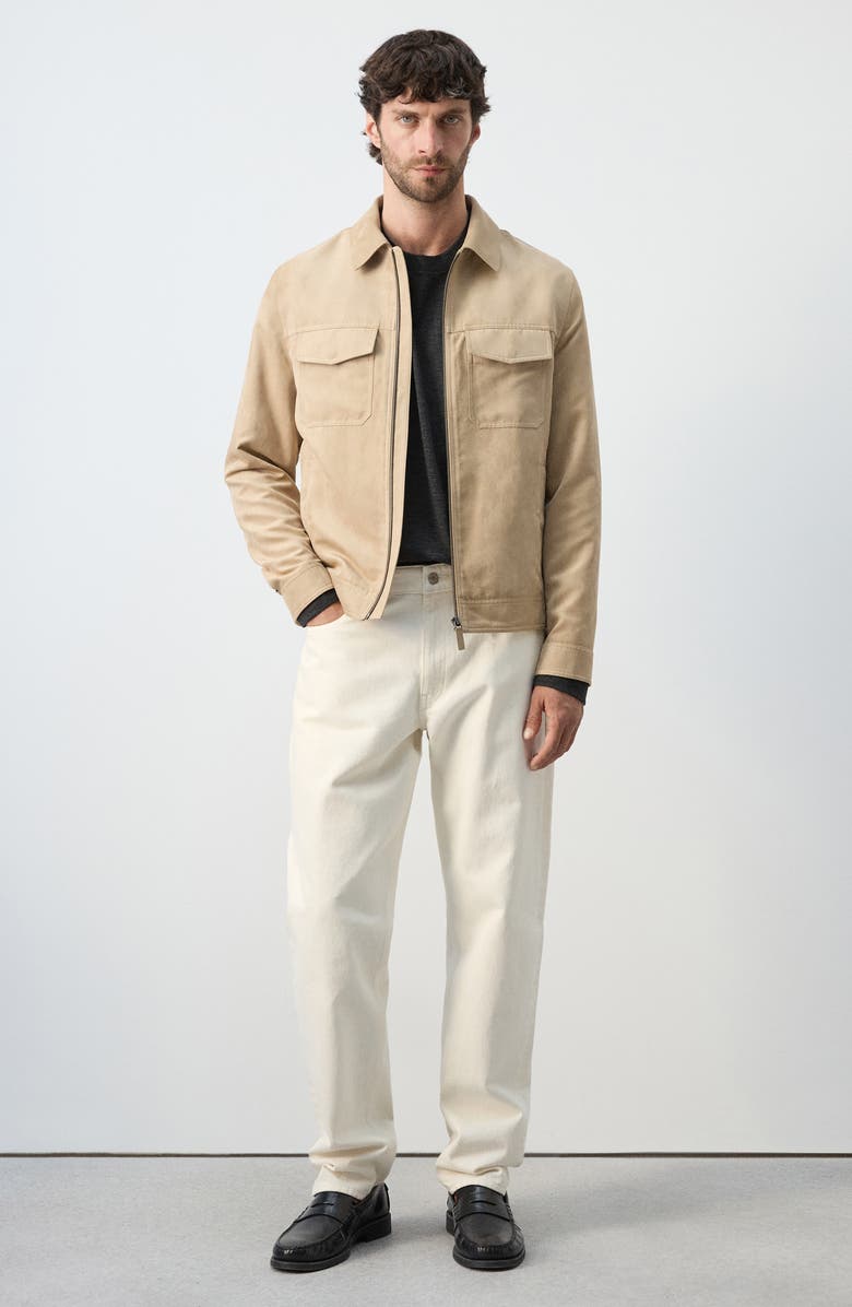 MANGO Faux Suede Jacket, Alternate, color, Beige