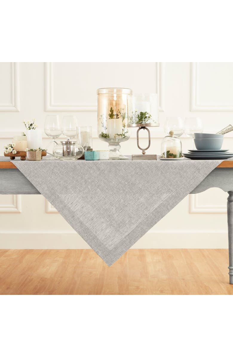 Solino Home Linen Table Throw - Athena, 52" x 52", 52" x 52", Main, color, Oyster Grey