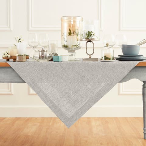 Linen Table Throw - Athena, 52" x 52", 52" x 52"