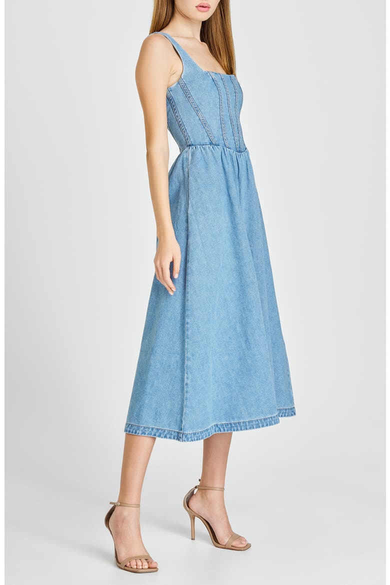 Daisy Sleeveless Denim Midi Dress, Alternate, color, VINTAGE BLUE