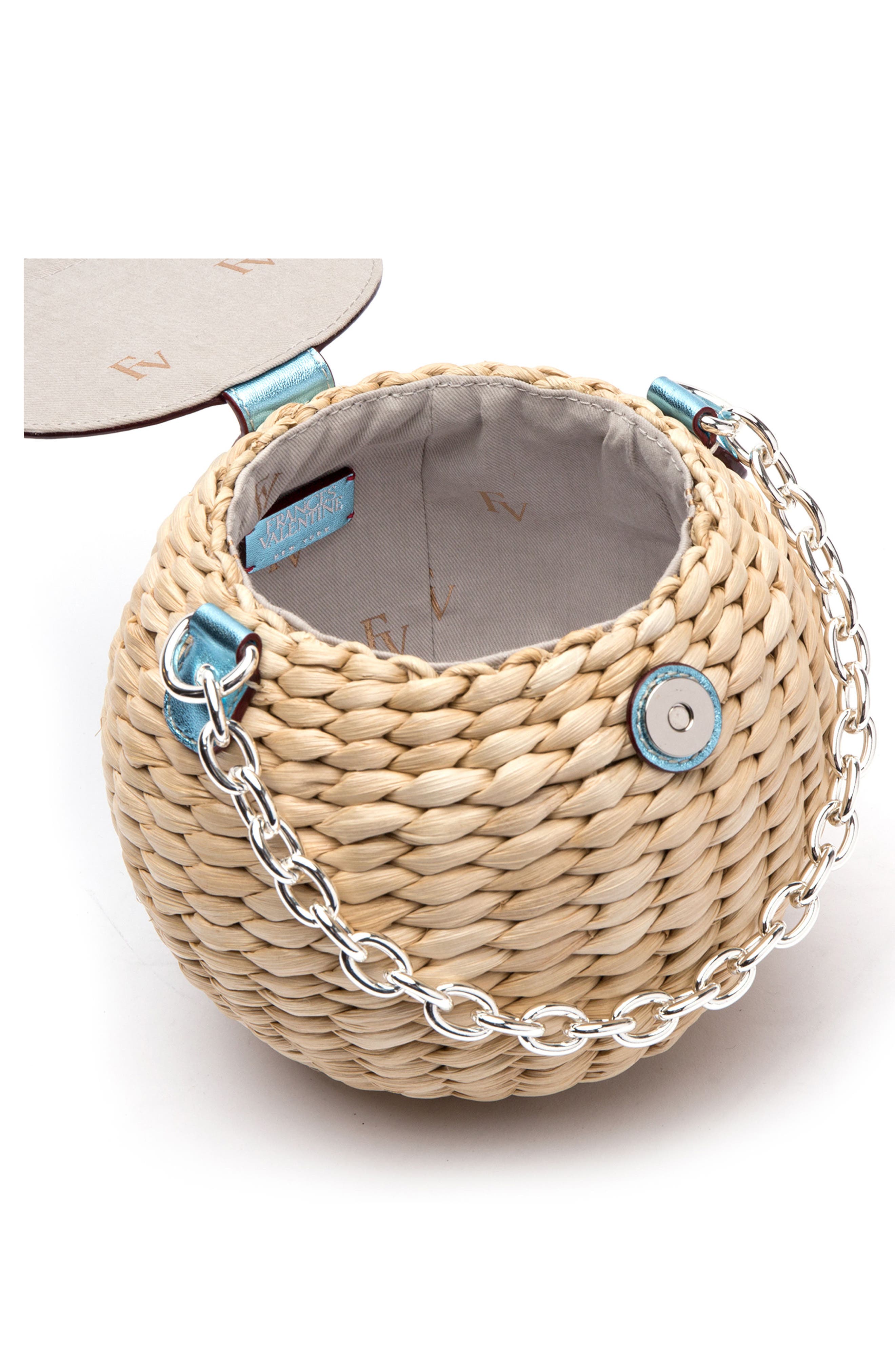 Frances Valentine Mini Straw Bucket Bag, Alternate, color, 