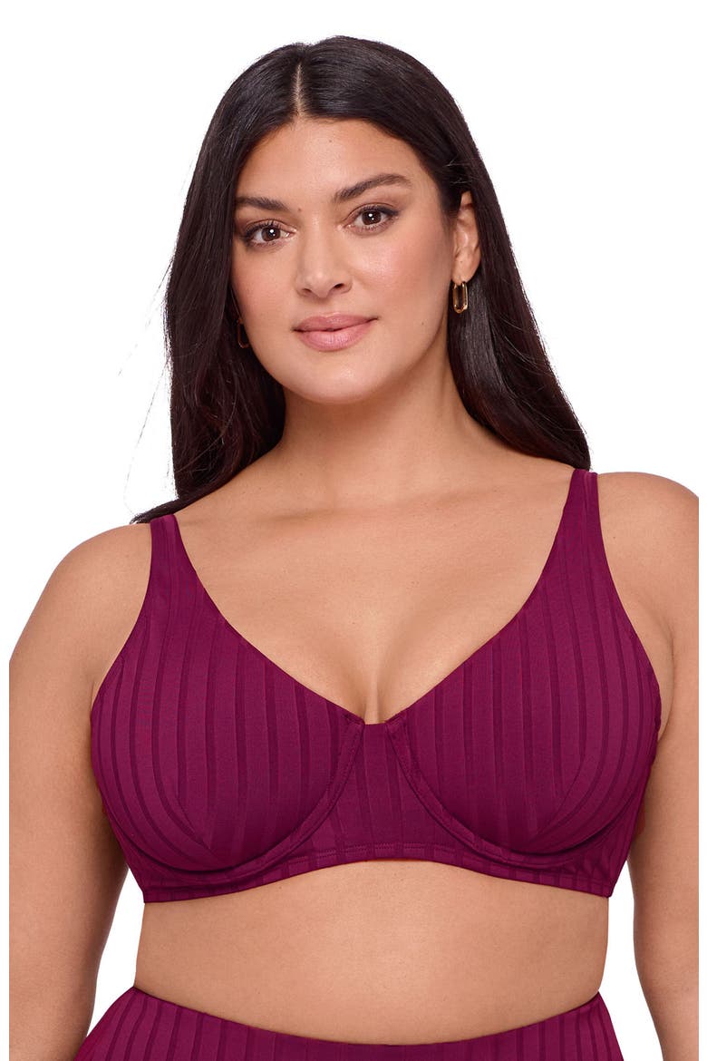 Supportive and Sculpting Wide Ribbed Tall Underwire Bikini Swimsuit Top, Main, color, Cherry Mocha Wide Rib