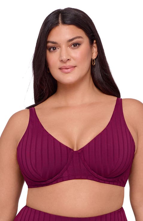 Supportive Wide Ribbed Tall Underwire Bikini Top