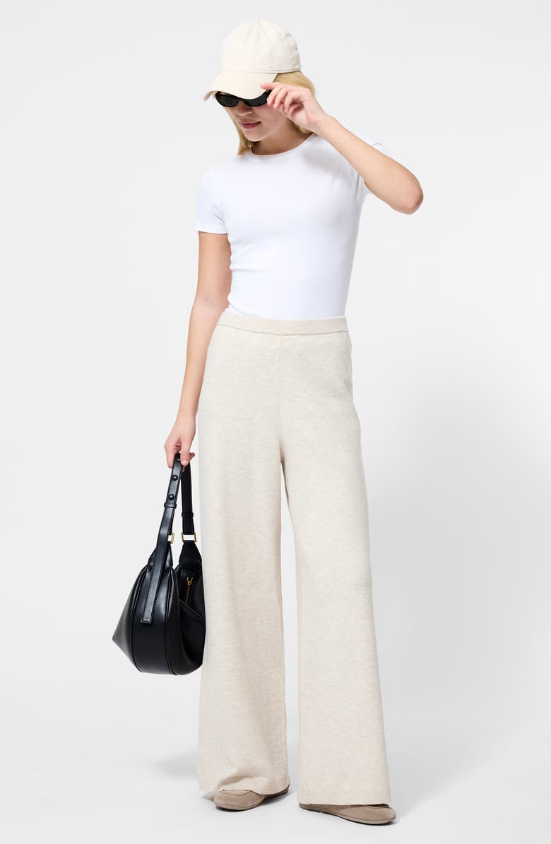 French Connection Marley Knit Wide Leg Pants, Alternate, color, Oatmeal Melange