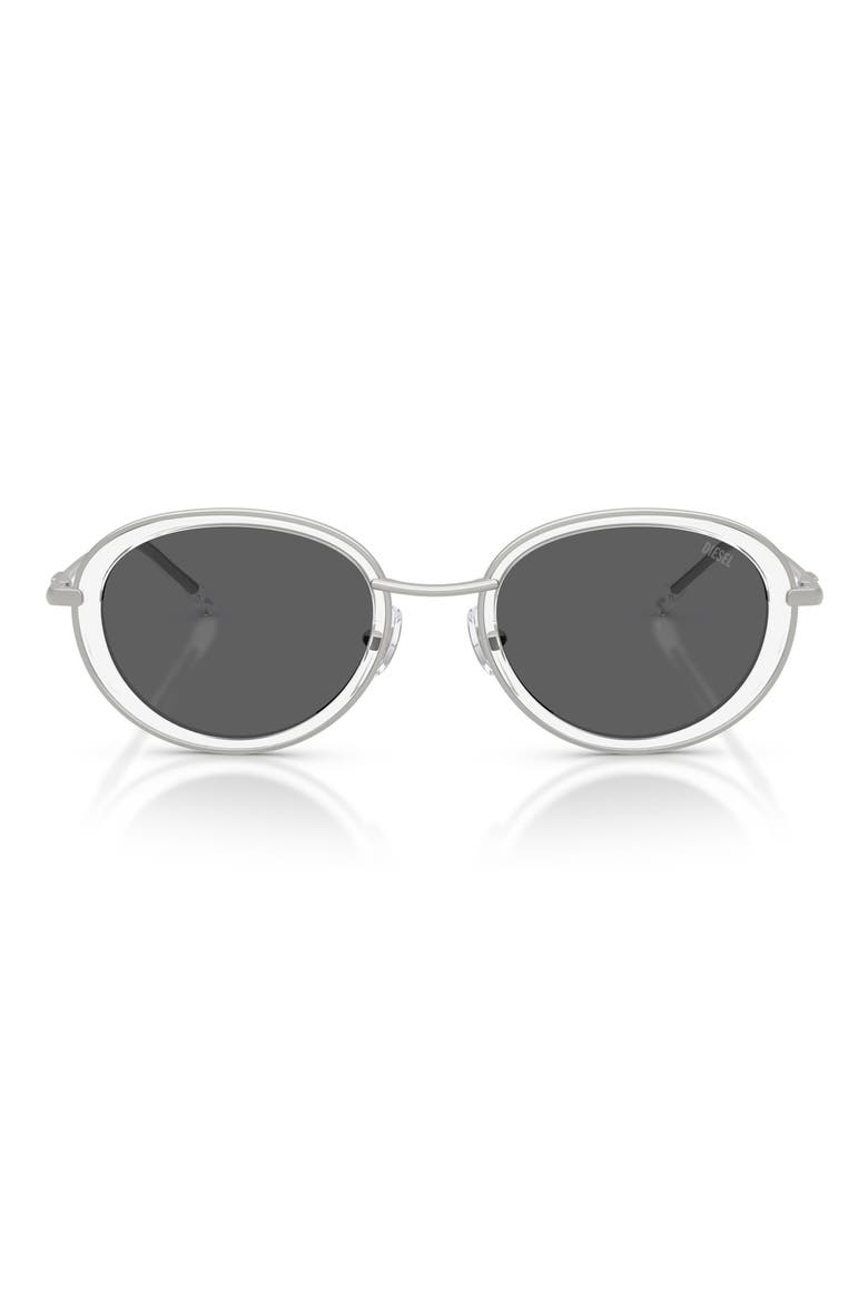 DL1018 51mm Oval Sunglasses, Main, color, MATTE SILVER / DARK GREY