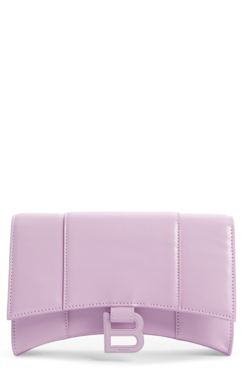 Balenciaga Hourglass Leather Wallet on a Chain, Main, color, 