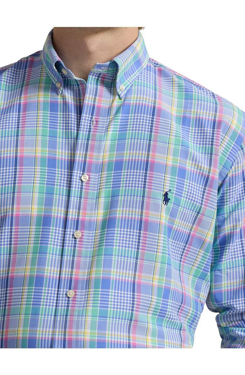 Polo Ralph Lauren Big & Tall Performance Oxford Sport Shirt, Alternate, color, Seafoam Multi