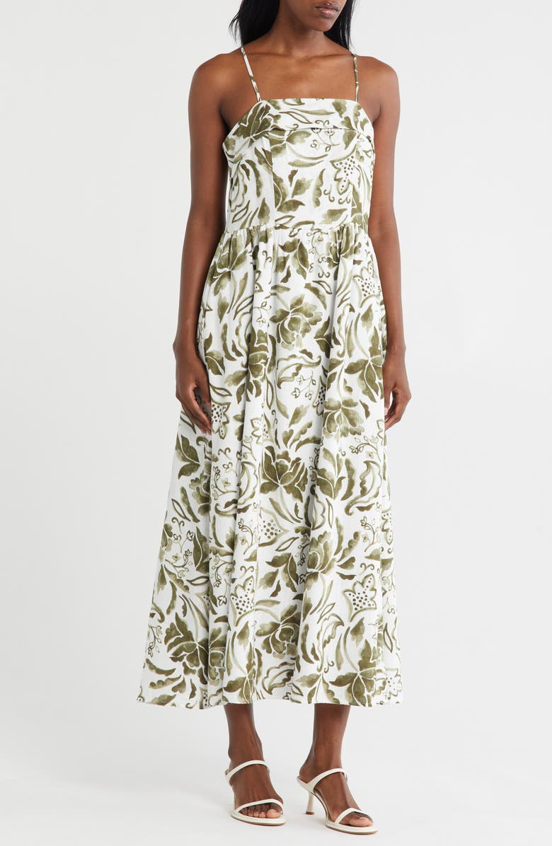 Halogen<sup>®</sup> Floral Foldover Neck Midi Sundress, Main, color, 