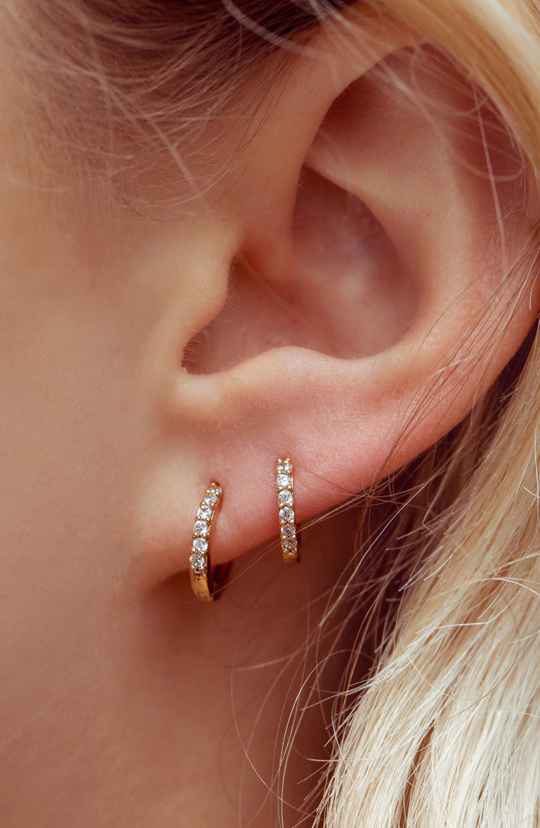 Girls Crew Cubic Zirconia Mini Hoop Earrings, Alternate, color, Gold