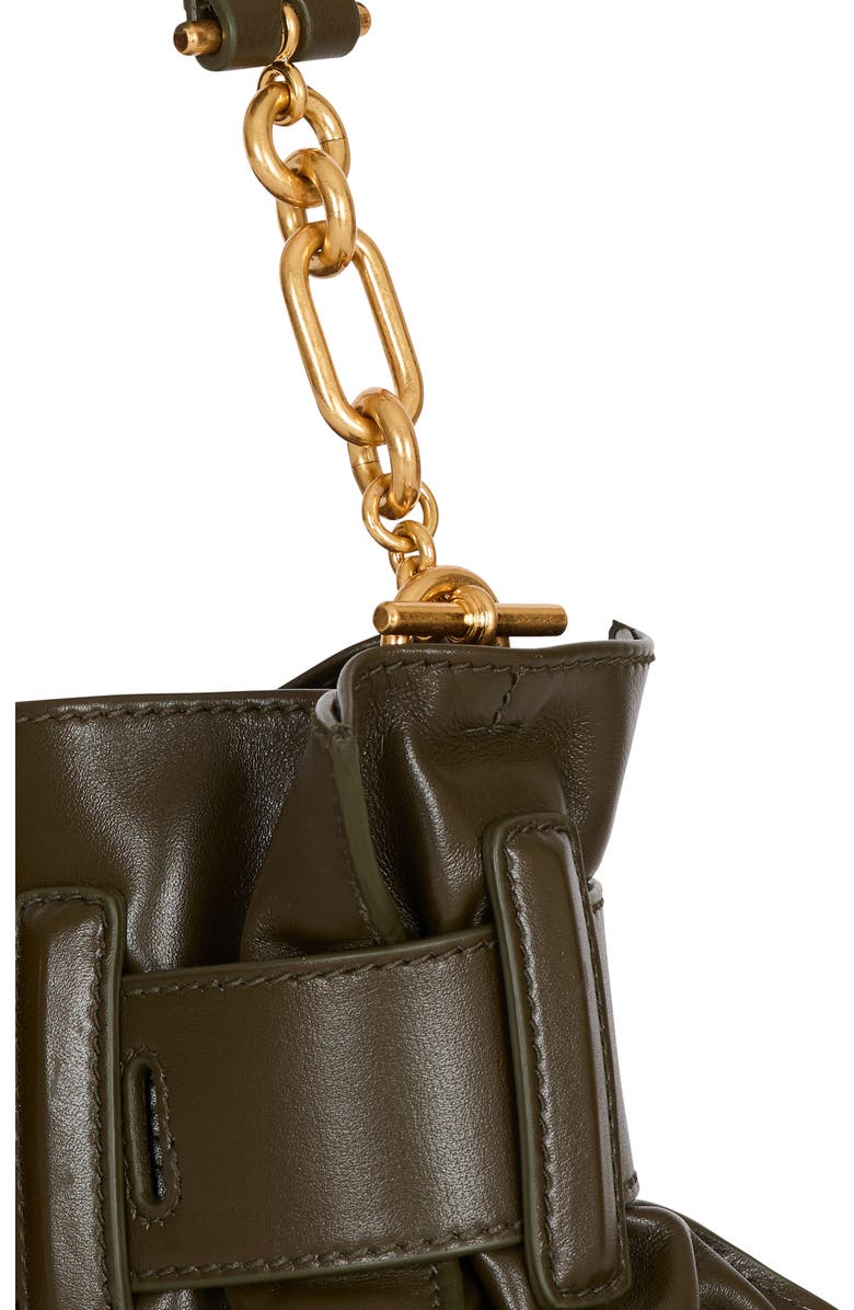 Balmain Mini Anthem Shoulder bag in calfskin leather, Alternate, color, Khaki