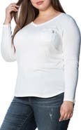 SLINK Jeans V-Neck Long Sleeve Pocket T-Shirt