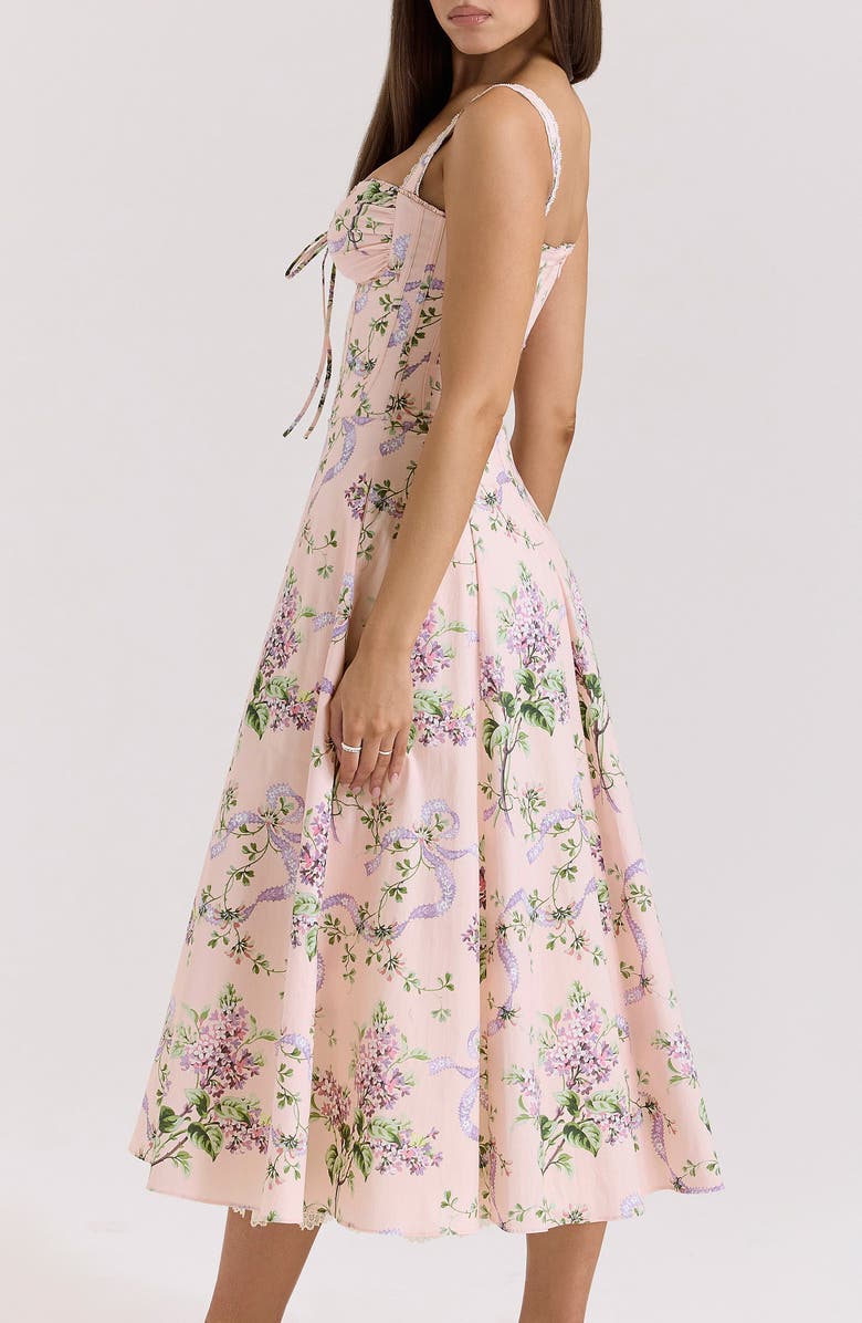 HOUSE OF CB Rosalee Floral Stretch Cotton Petticoat Dress, Alternate, color, Peach Floral Print