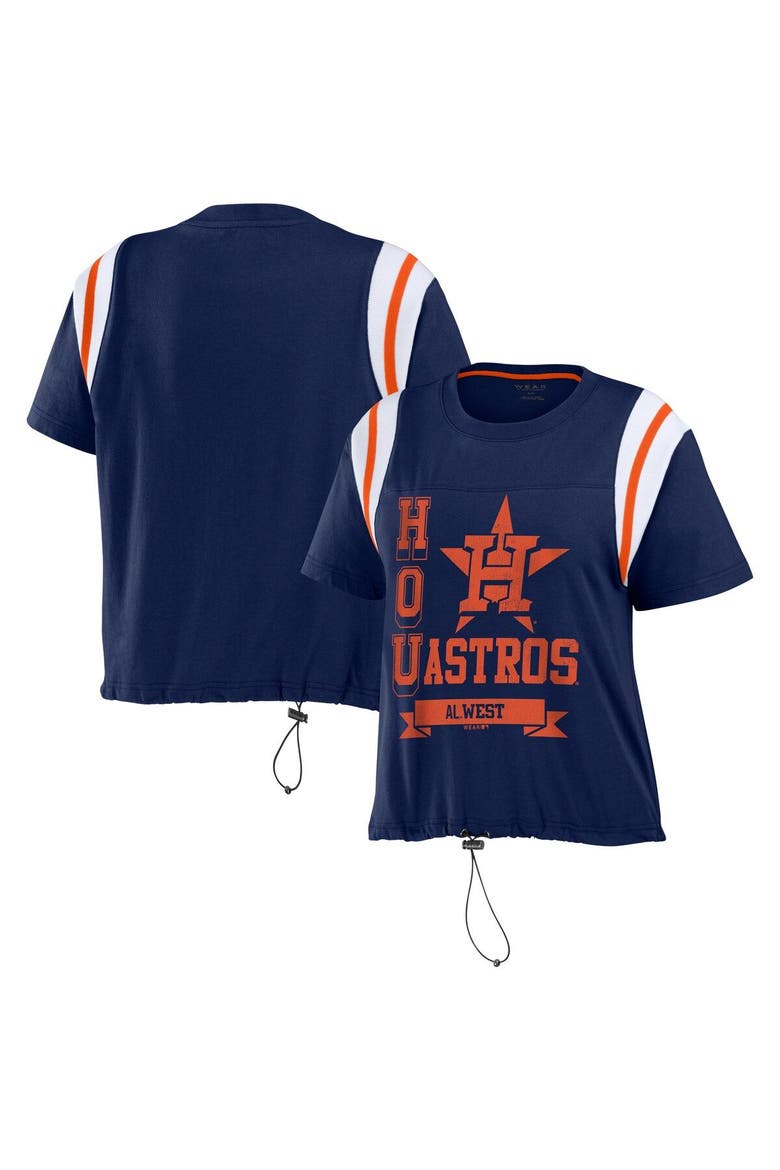 Women's WEAR by Erin Andrews Navy Houston Astros Cinched Colorblock T-Shirt, Main, color, Navy