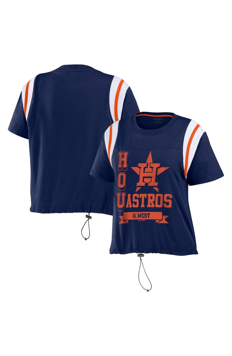 WEAR by Erin Andrews Women's WEAR by Erin Andrews Navy Houston Astros Cinched Colorblock T-Shirt, Main, color, Navy