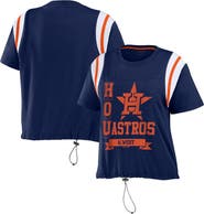 WEAR by Erin Andrews Women's WEAR by Erin Andrews Navy Houston Astros Cinched Colorblock T-Shirt